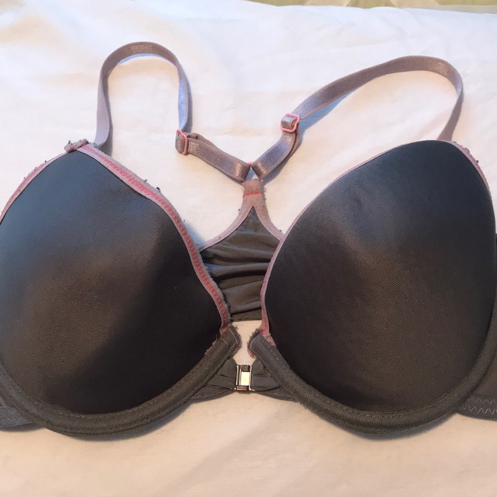 Gray cross-back bra